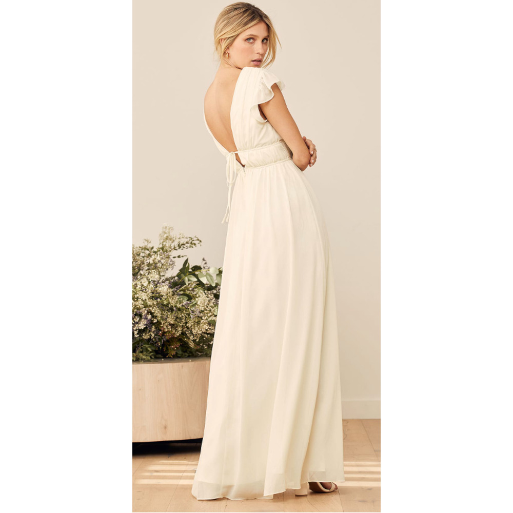 Lulus Tulle Ruffle Cream I'm All Yours Maxi Dress Size L - Picture 13 of 16